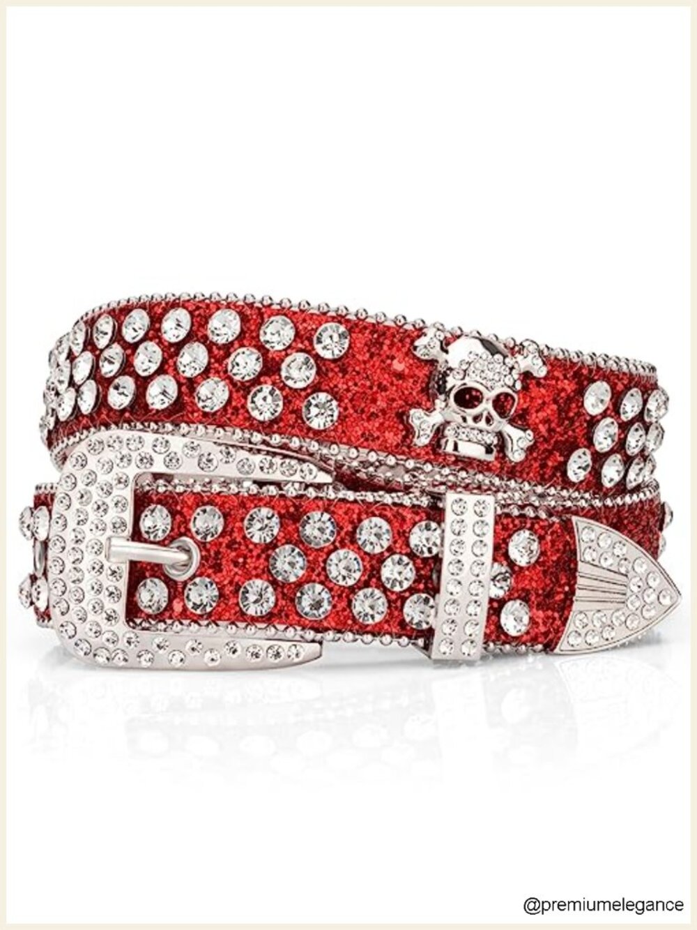 Bling Rhinestone Skull Y2K Belt Faux Leather Western Cowgirl Punk